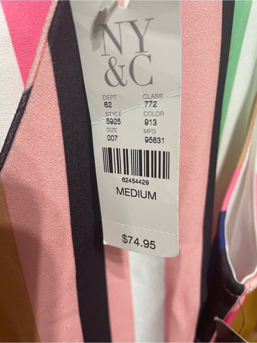 NWT New York & Company Colorful Striped Classic Tie-Waist Sleeveless Dress, M - Picture 4 of 8